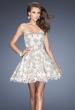 Picture of: Short A-line Cocktail Dress with Lace and a Full Skirt in Silver, Style: 20063, Main Picture
