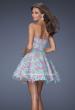 Picture of: Short A-line Cocktail Dress with Lace and a Full Skirt in Purple, Style: 20063, Back Picture