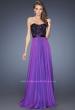 Picture of: Long Chiffon Prom Dress with Belt and Sweetheart Neck in Purple, Style: 20068, Detail Picture 2