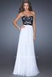 Picture of: Long Chiffon Prom Dress with Belt and Sweetheart Neck in White, Style: 20068, Detail Picture 3