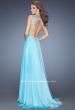 Picture of: Chiffon Prom Dress with Boat Neck and Cap Sleeves in Blue, Style: 20074, Back Picture