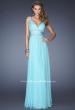 Picture of: Crinkle-Pleated Chiffon Prom Dress with Rhinestones in Blue, Style: 20110, Main Picture