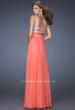 Picture of: Crinkle-Pleated Chiffon Prom Dress with Rhinestones in Orange, Style: 20110, Back Picture