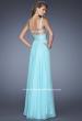 Picture of: Crinkle-Pleated Chiffon Prom Dress with Rhinestones in Blue, Style: 20110, Detail Picture 1