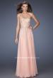 Picture of: Long Strapless Chiffon Prom Dress with Gold Jeweled Lace in Pink, Style: 20114, Detail Picture 3