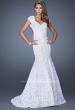 Picture of: Cap Sleeve Lace Mermaid Dress with Open Back in White, Style: 20117, Detail Picture 2