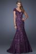 Picture of: Cap Sleeve Lace Mermaid Dress with Open Back in Purple, Style: 20117, Detail Picture 4