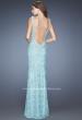 Picture of: Long Lace Column Gown with Vintage Inspired Beading in Blue, Style: 20121, Back Picture