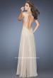 Picture of: Long Empire Waist Chiffon Prom Gown with Crystal Beads in Nude, Style: 20122, Back Picture