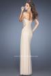 Picture of: Fitted Net Jersey Dress with Side Slit and Ruching in Nude, Style: 20130, Back Picture