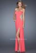 Picture of: Fitted Net Jersey Dress with Side Slit and Ruching in Pink, Style: 20130, Detail Picture 1