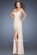 Picture of: Fitted Net Jersey Dress with Side Slit and Ruching in Nude, Style: 20130, Detail Picture 2