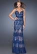 Picture of: Lace Prom Dress with Sweetheart Neckline and Belt in Blue, Style: 20131, Main Picture