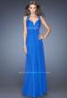 Picture of: Empire Waist, V Neck Gown with Ruched Bodice in Blue, Style: 20134, Detail Picture 1