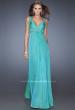 Picture of: Empire Waist, V Neck Gown with Ruched Bodice in Green, Style: 20134, Detail Picture 2