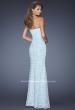 Picture of: Strapless White Lace Dress with Plunging Neckline in Blue, Style: 20138, Back Picture