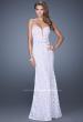 Picture of: Strapless White Lace Dress with Plunging Neckline in Pink, Style: 20138, Detail Picture 2
