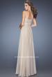 Picture of: Long Chiffon Prom Gown with Pleated Bodice and Beading in Nude, Style: 20140, Back Picture