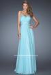 Picture of: Long Chiffon Prom Gown with Pleated Bodice and Beading in Blue, Style: 20140, Detail Picture 2