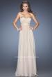 Picture of: Long Chiffon Prom Gown with Pleated Bodice and Beading in Nude, Style: 20140, Detail Picture 5
