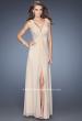Picture of: V-neck Dress with Twisted Ruched Knot and Cut Outs in Nude, Style: 20142, Main Picture