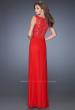 Picture of: V-neck Dress with Twisted Ruched Knot and Cut Outs in Red, Style: 20142, Detail Picture 1