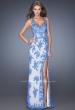 Picture of: Elegant V-Neck Prom Dress with Side Slit and Net Lace in Blue, Style: 20146, Main Picture