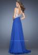 Picture of: A-line Chiffon Prom Dress with High Sheer Neckline in Blue, Style: 20163, Back Picture