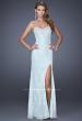 Picture of: Lace Prom Dress with Sweetheart Neckline and Side Slit in Blue, Style: 20165, Detail Picture 1