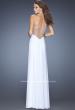 Picture of: Long Net Jersey Gown with Center Slit and Cut Outs in White, Style: 20166, Back Picture