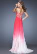 Picture of: Ombre Chiffon Prom Dress with Criss Cross Ruched Bodice in Pink, Style: 20167, Back Picture