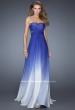 Picture of: Ombre Chiffon Prom Dress with Criss Cross Ruched Bodice in Blue, Style: 20167, Detail Picture 1