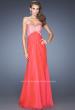 Picture of: Long Chiffon Prom Dress with Sheer Detail and Jewels in Blue, Style: 20169, Main Picture