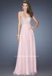 Picture of: Long V Neck Prom Gown with Chiffon Skirt and Illusion Straps in Pink, Style: 20171, Main Picture