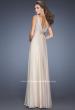 Picture of: Long Prom Gown with Chiffon Skirt and Gathered Waist in Nude, Style: 20203, Back Picture