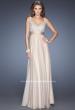 Picture of: Long Prom Gown with Chiffon Skirt and Gathered Waist in Nude, Style: 20203, Detail Picture 1