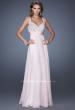 Picture of: Long Prom Gown with Chiffon Skirt and Gathered Waist in Pink, Style: 20203, Detail Picture 2