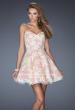 Picture of: Short Cocktail Dress with Sweetheart Neck and Lace Detail in Pink, Style: 20247, Detail Picture 1