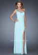 Picture of: Net Jersey Prom Dress with Criss Cross Ruched Bodice in Blue, Style: 20384, Detail Picture 2