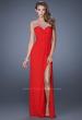 Picture of: Net Jersey Prom Dress with Criss Cross Ruched Bodice in Red, Style: 20384, Detail Picture 3