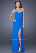 Picture of: Net Jersey Prom Dress with Criss Cross Ruched Bodice in Blue, Style: 20384, Detail Picture 5