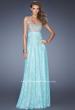 Picture of: Lace Prom Gown with Iridescent Jewel Detailing in Blue, Style: 20385, Detail Picture 2