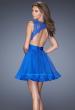 Picture of: Tulle Skirt Short Cocktail Dress with Jewel Details in Blue, Style: 20429, Back Picture