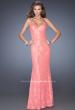 Picture of: Long Sequin and Lace Prom Dress with V Shaped Back in Orange, Style: 20431, Main Picture