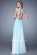 Picture of: Long Ombre Chiffon Gown with Ruched Empire Waist in Blue, Style: 20444, Back Picture