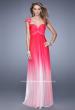 Picture of: Long Ombre Chiffon Gown with Ruched Empire Waist in Pink, Style: 20444, Detail Picture 1