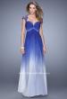 Picture of: Long Ombre Chiffon Gown with Ruched Empire Waist in Blue, Style: 20444, Detail Picture 2