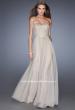 Picture of: Long Strapless Chiffon Prom Gown with Embellishments in Nude, Style: 20447, Detail Picture 2