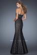 Picture of: Strapless Long Mermaid Gown with Polka Dot Lace in Black, Style: 20456, Back Picture