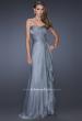 Picture of: Sweetheart Evening Gown with Gathered Bodice and Lace in Silver, Style: 20479, Detail Picture 4